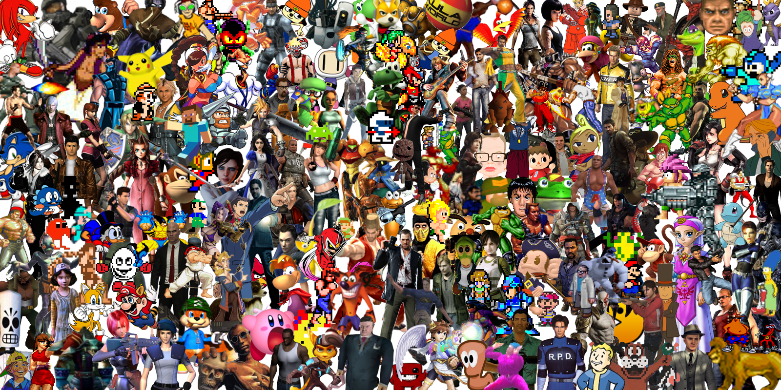 Тут много игр. Персонажи из разных игр. Популярные персонажи. Разные персонажи. Много персонажей.