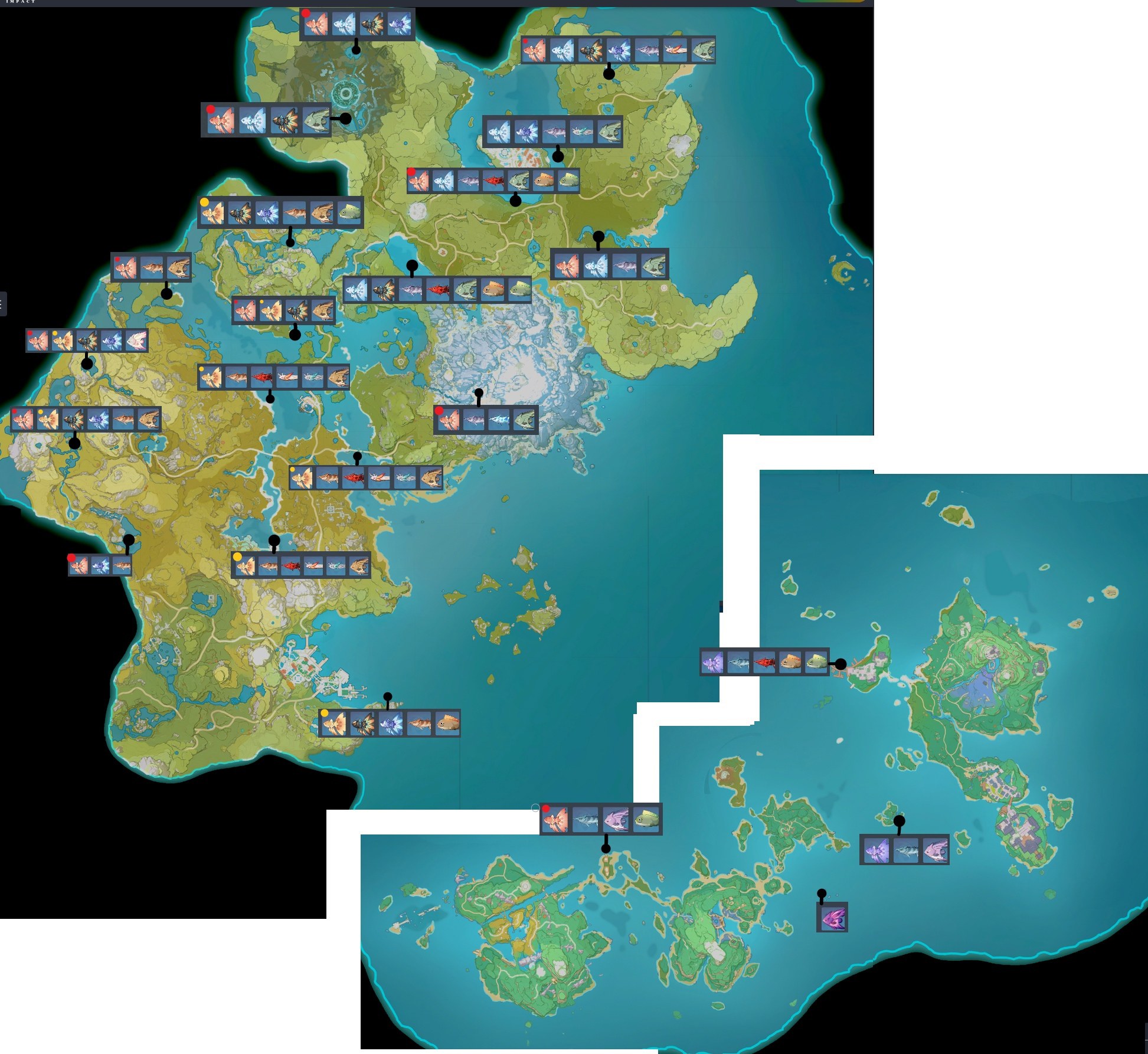 Карта рыбалки геншин. Рыбные места в Геншин Импакт. Места рыбалки на карте Геншин. Места рыбалки на карте. Места для рыбалки геншиг.