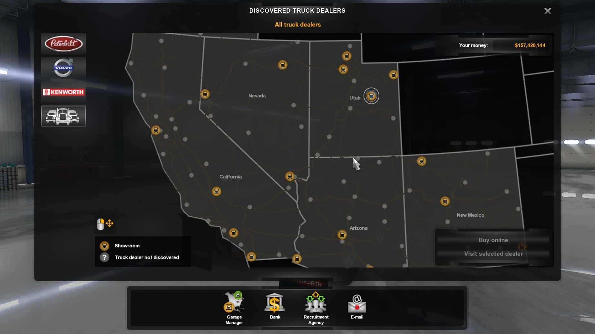 Атс мод карты. ATS 1.46 карта. American Truck Simulator карта 2023. American Truck Simulator карта гаражей. American Truck Simulator стандартная карта.