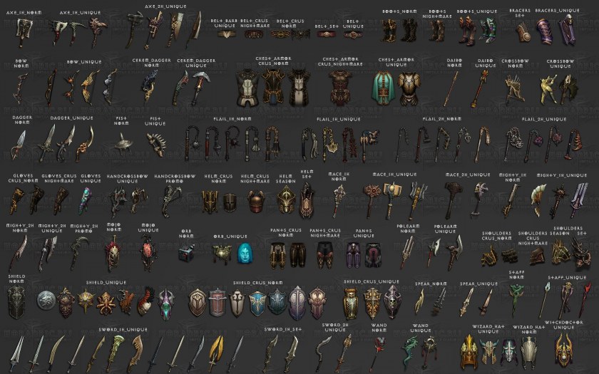 Качество предметов в играх. Diablo 1 оружие. Diablo 3 инвентарь. Вещи из РПГ игр. Оружие в РПГ играх.