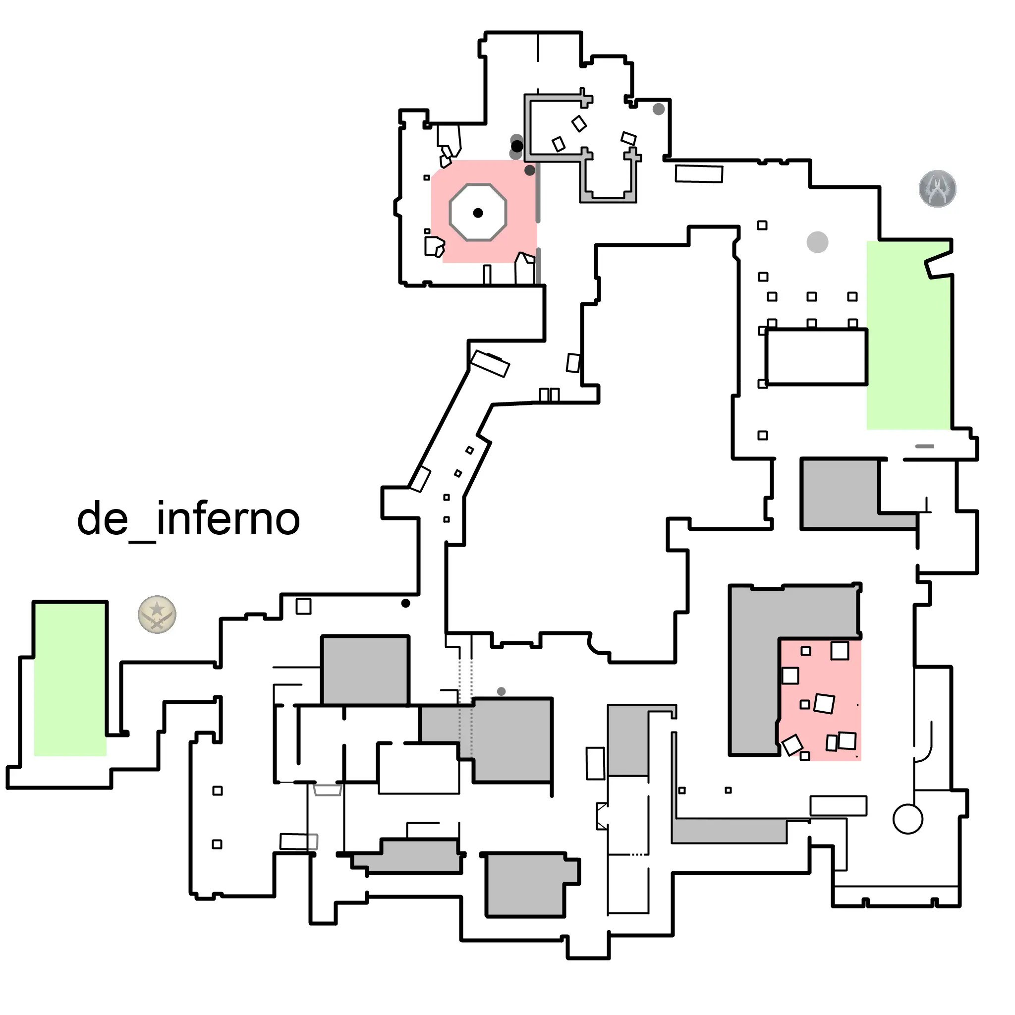 Cs2 prefire map. Позиции Инферно КС го. De Inferno карта. Карта Инферно в КС 1.6. Карта Инферно в КС го.