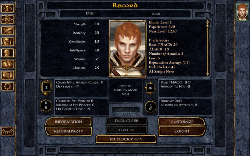 Характер Baldur's Gate