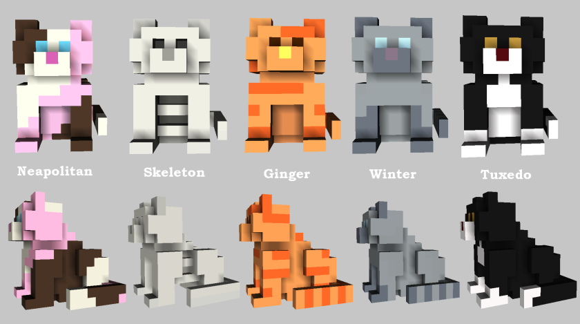 Название calico cat minecraft series. Кошка Voxel. Кошка в МАЙНКРАФТЕ. Модель кота в МАЙНКРАФТЕ. Расцветки кошек в МАЙНКРАФТЕ.